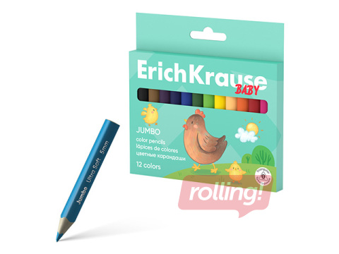 Värvipliiatsid ErichKrause Baby, Jumbo, kolmnurksed, 12 värvi