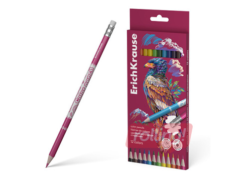 Kustutuskummiga värvipliiatsid ErichKrause, Safari, 12 värvi