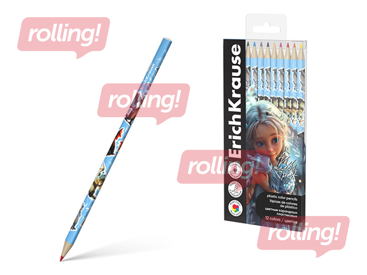 Colored pencils ErichKrause, Magic Pet, triangular, 12 colors