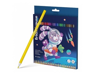 Colored pencils ErichKrause Kids, Space Animals, triangular, 24 colors