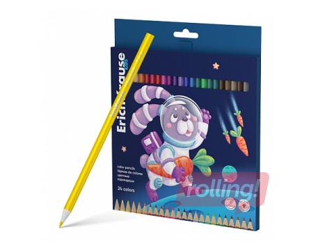 Värvipliiatsid ErichKrause Kids, Space Animals, kolmnurkse kujuga, 24 värvi