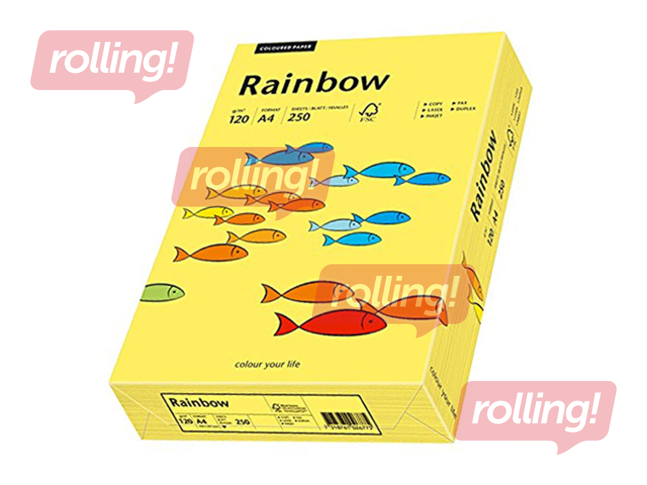 Koopiapaber Rainbow 14, A4, keskmine kollane, 80g/m², 500 lehte