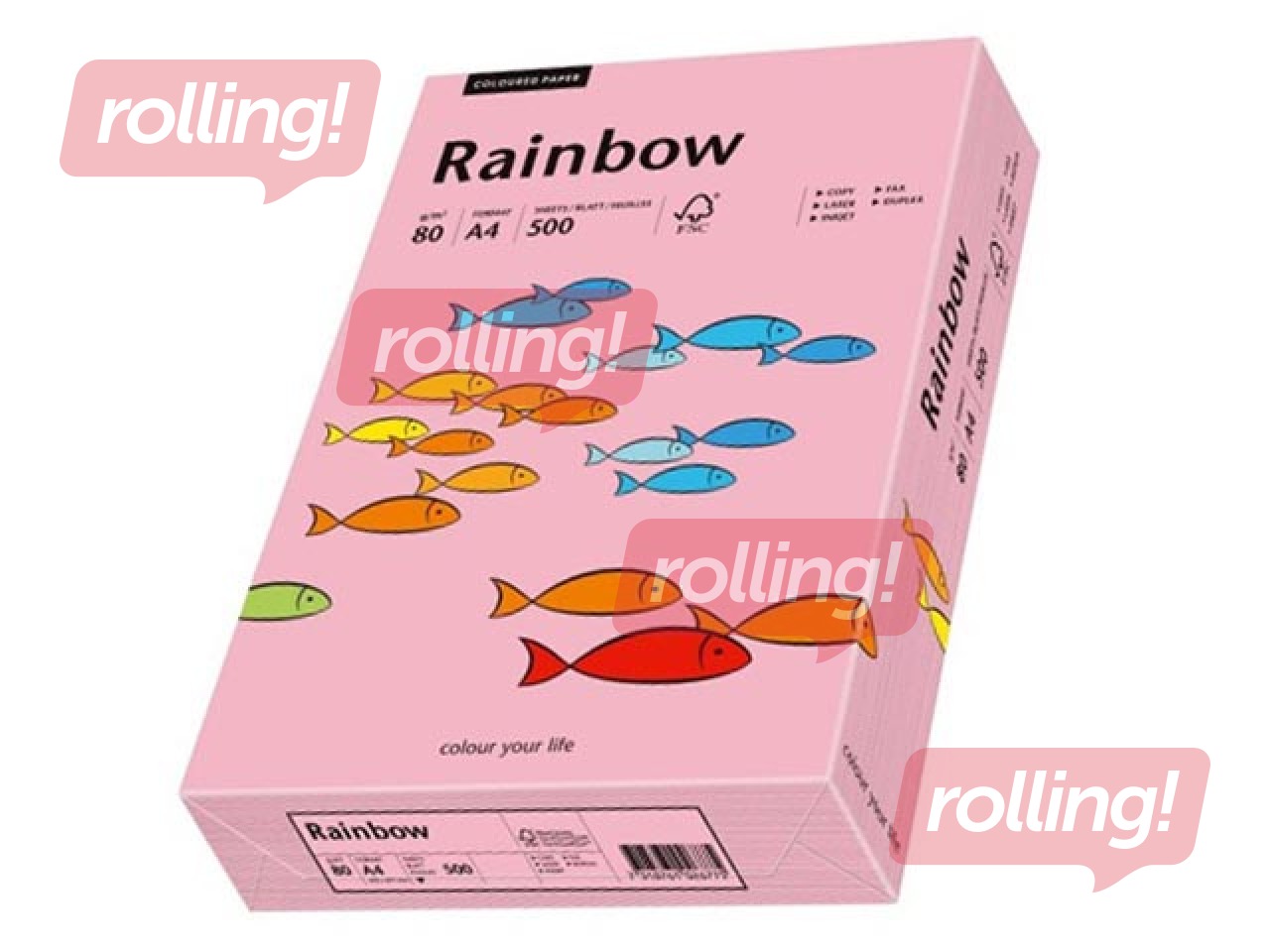 Koopiapaber Rainbow 55, A4, roosa, 80g/m², 500 lehte