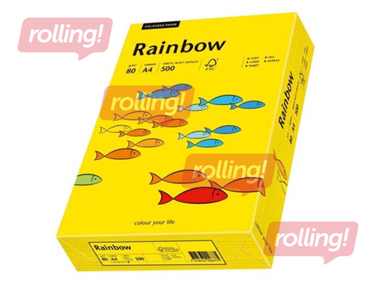 Koopiapaber Rainbow 18, A4, intensiivne kollane, 80g/m², 500 lehte