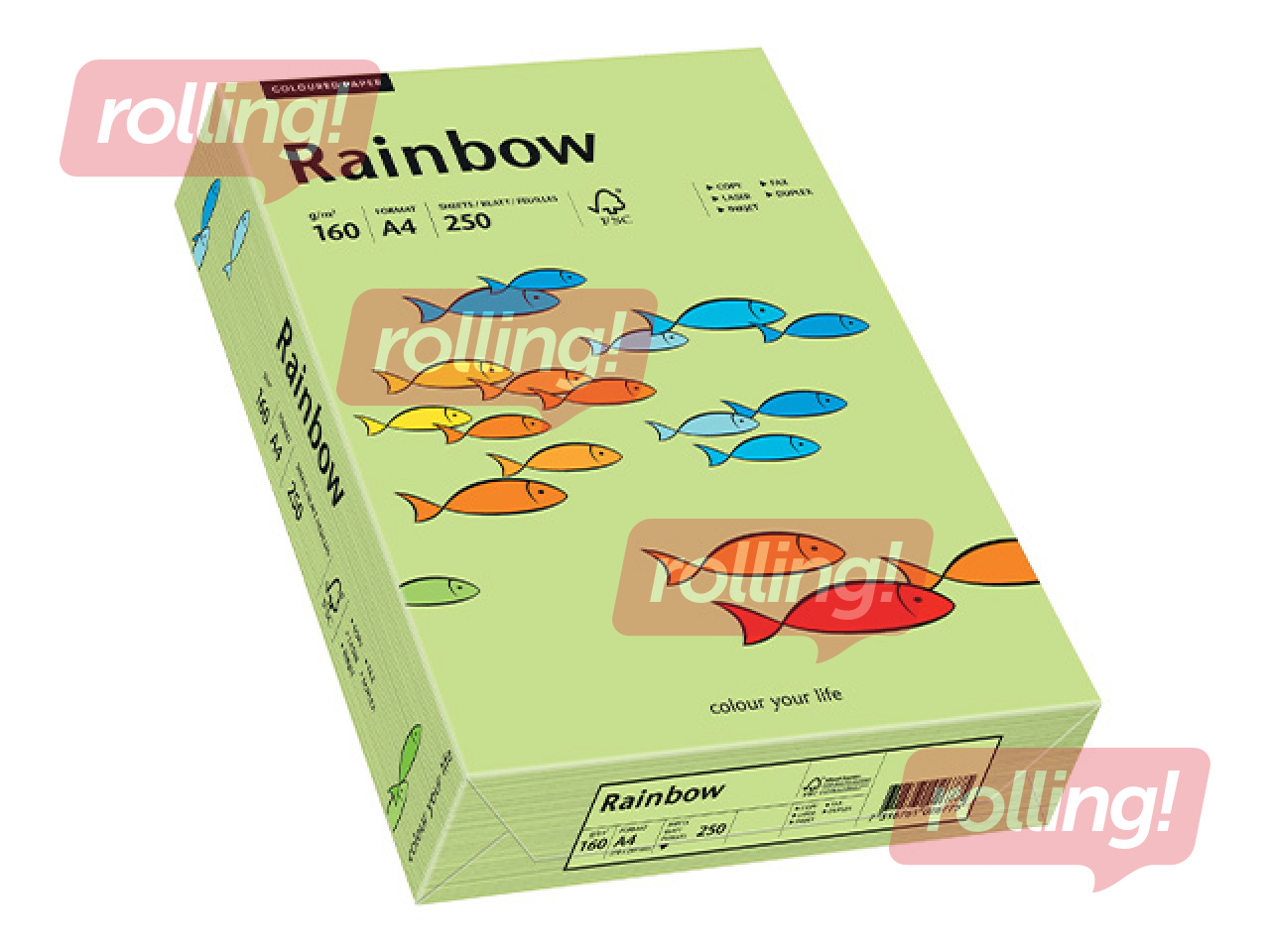 Бумага Rainbow 74, A4, 160г/м2, 250 листов, средне зелёная