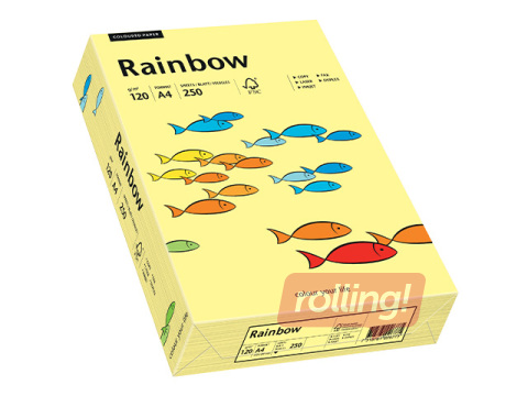 Бумага Rainbow 12, A4, 120г/м², 250 листов, светло-жёлтый
