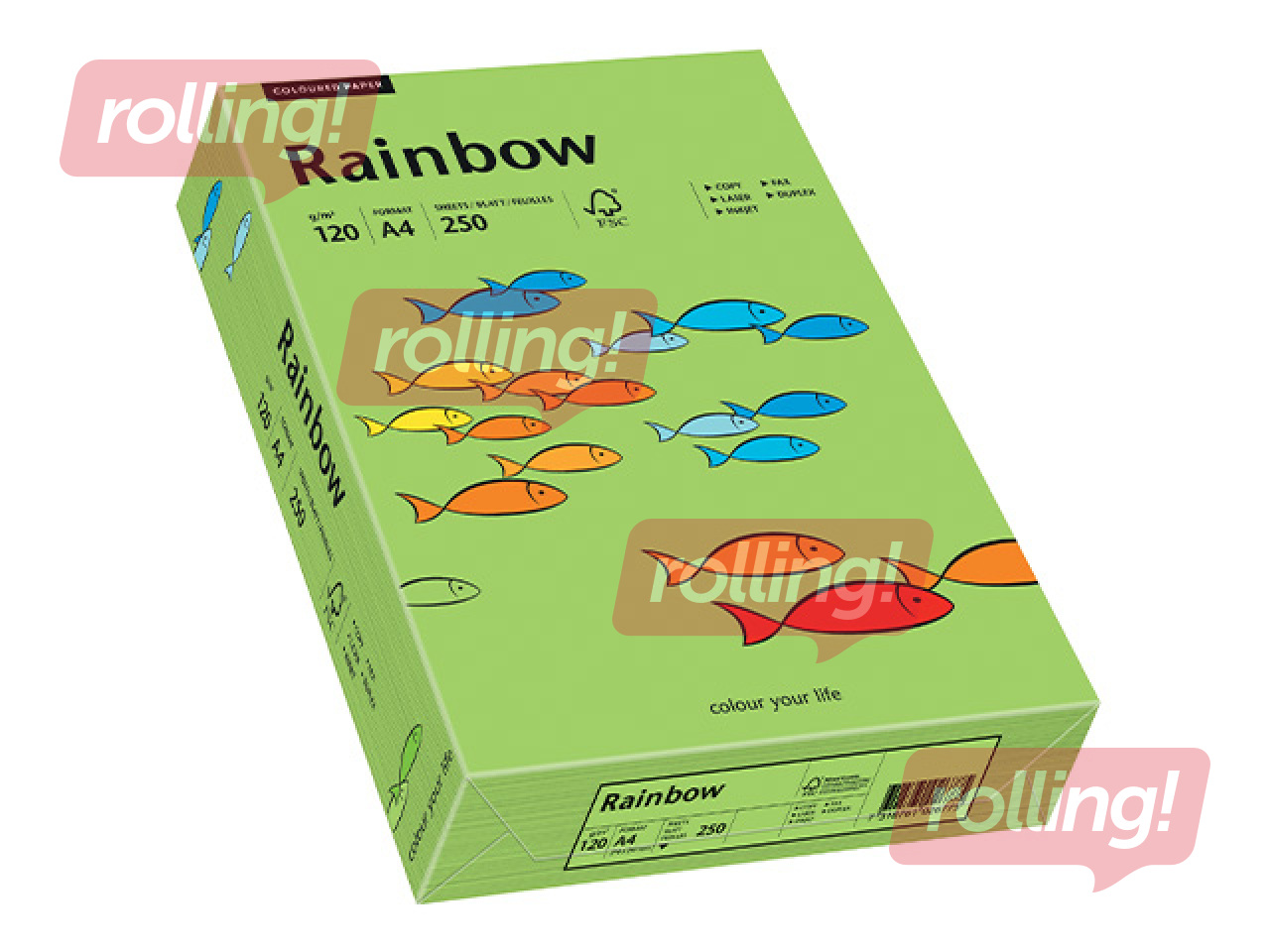 Papīrs Rainbow 76, A4, zaļš, 120g/m², 250 loksnes