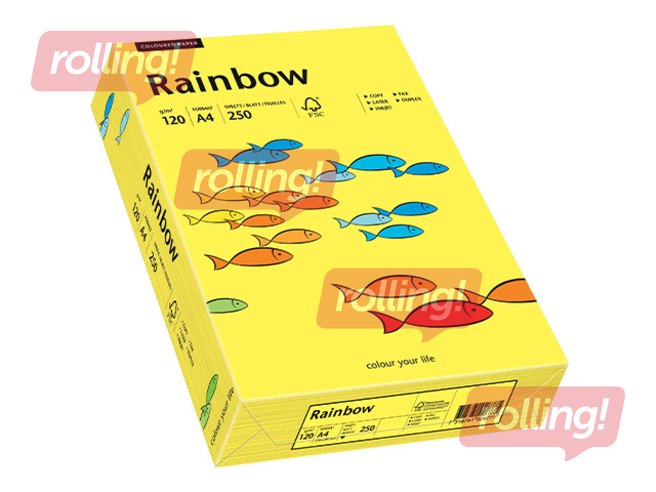 Papīrs Rainbow 14, A4, 120g/m2, 250 loksnes, citronu dzeltens