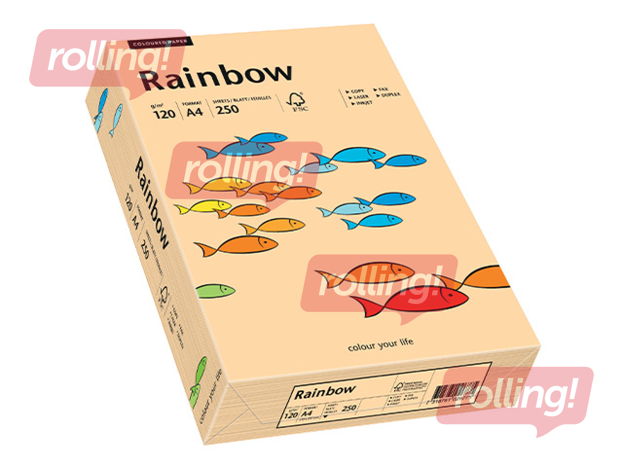 Paber Rainbow 40, A4, 120 g/m², 250 lehte, lõhevärvi