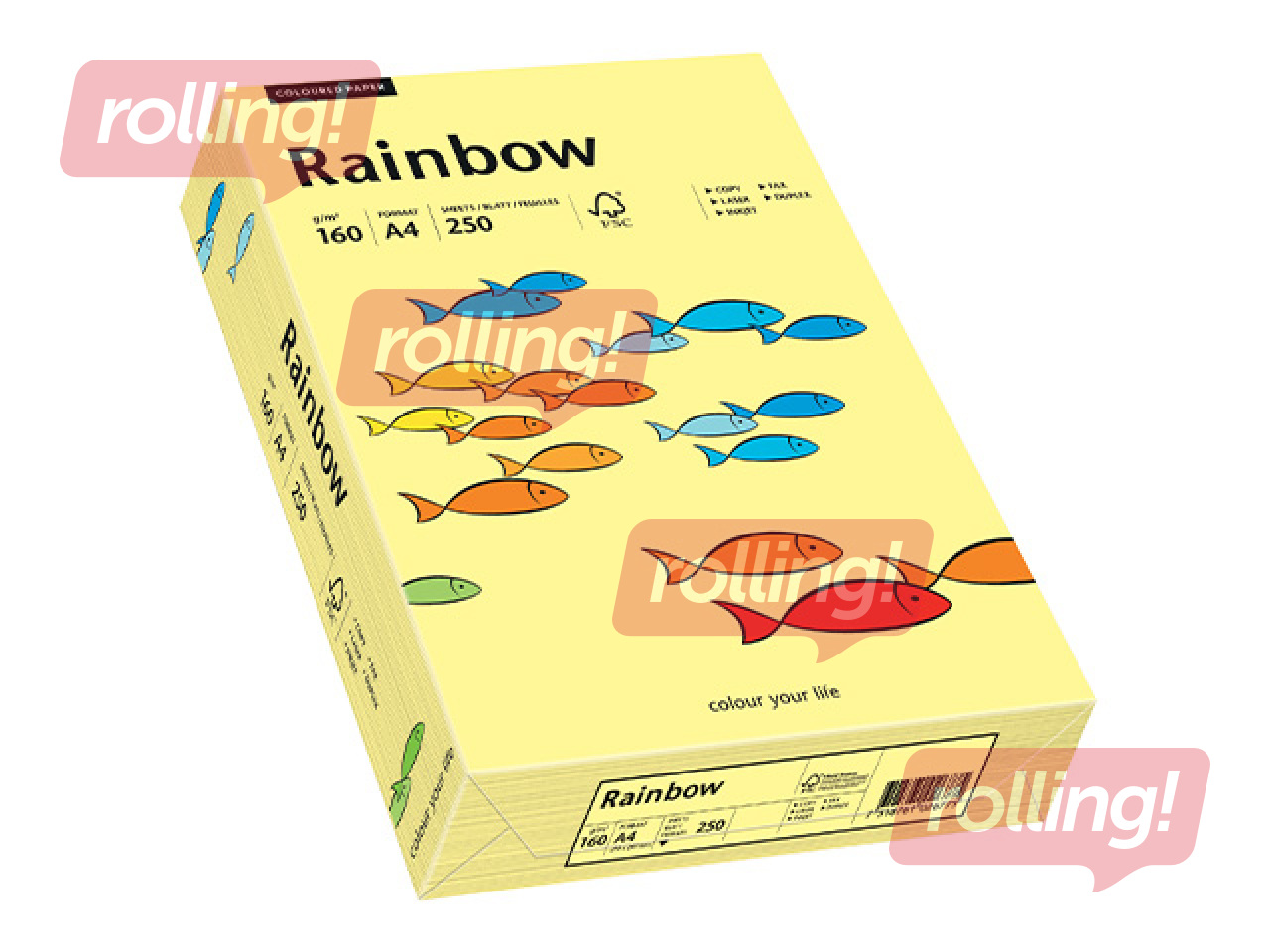 Paber Rainbow 12, A4, 160g/m2, 250 lehte, helekollane