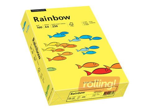 Бумага Rainbow 14, A4, 160г/м2, 250 листов, лимонно-жёлтая