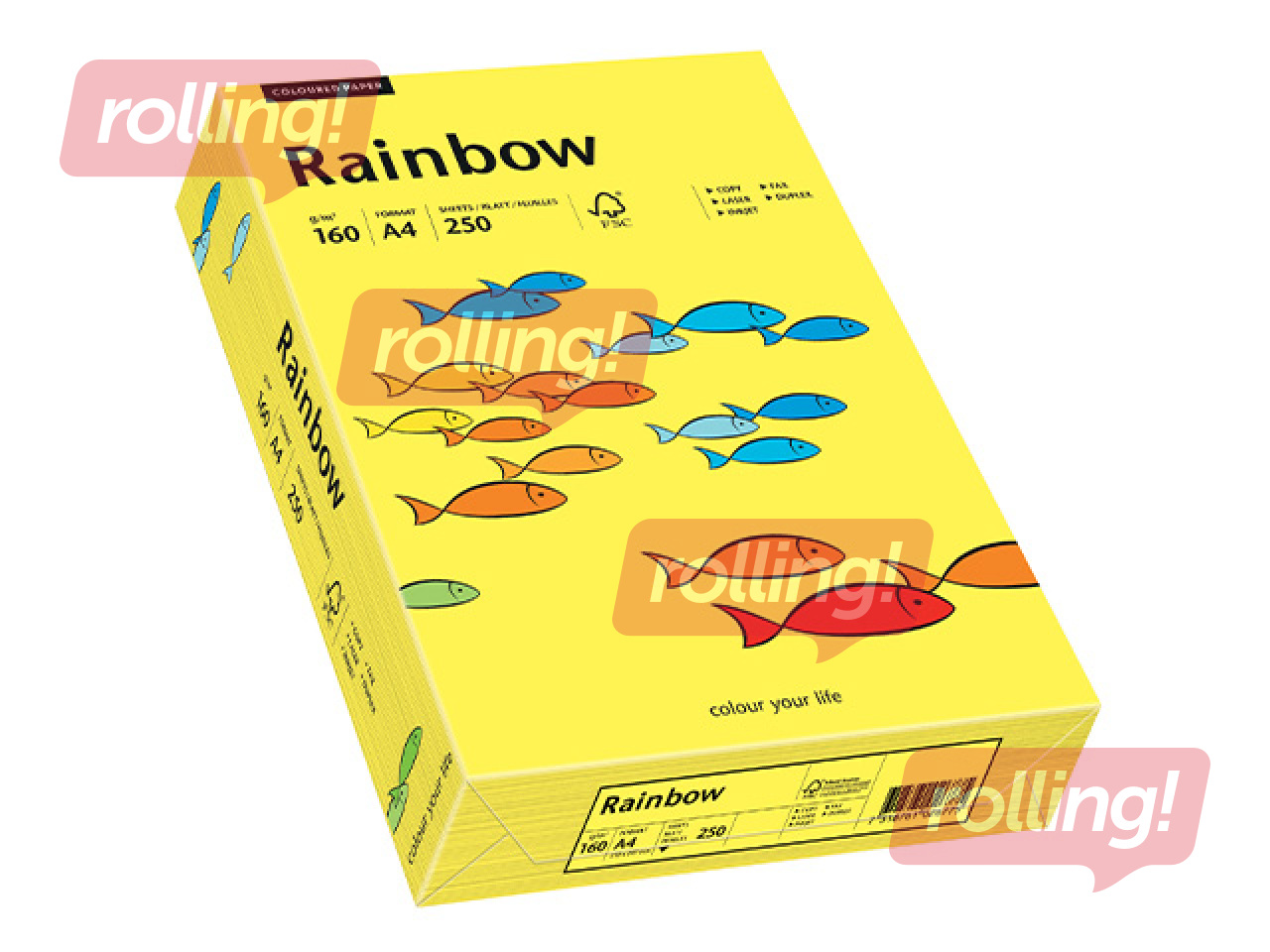 Бумага Rainbow 14, A4, 160г/м2, 250 листов, лимонно-жёлтая