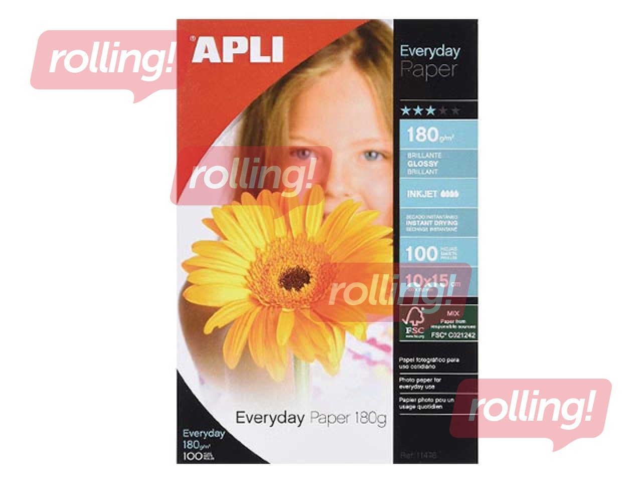 Photo paper APLI, Everyday paper InkJet, glossy, A4, 180g/m², 100 sheets