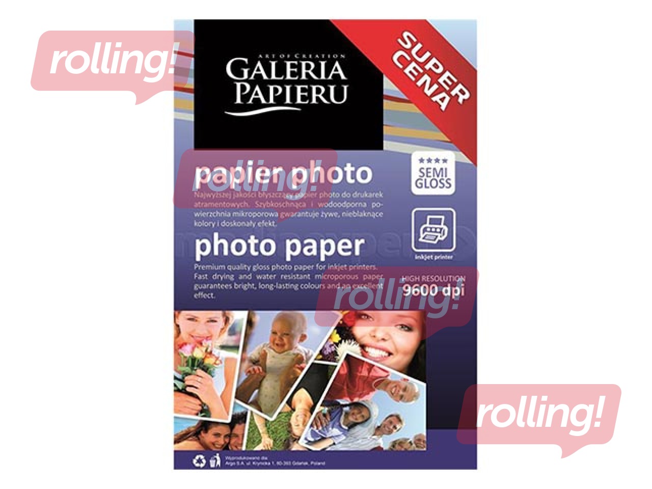 Fotopaber, poolläikiv, 10x15cm, 200g/m², 50 lehte