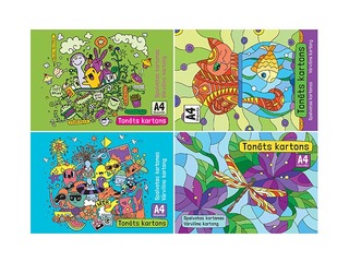 Картон двухсторонний, A4, разные цвета, 8 листов