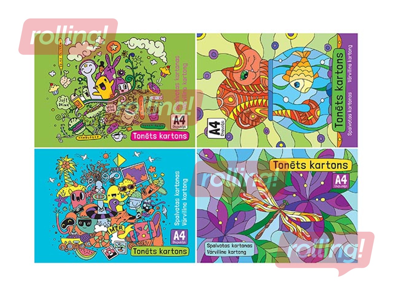 Kartong, A4, valik värve, 8 lehte