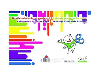 Kartons divpusējs, A3, dažādas krāsas, 190g/m², 16 loksnes