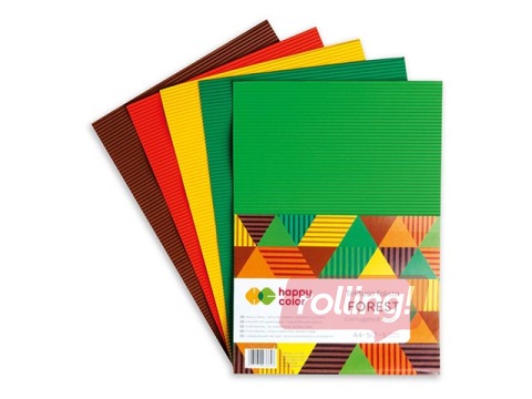 Corrugated colour board Happy Color Forest, A4, 5 colours, 5 sheets