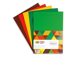 Kartons gofrēts Happy Color Forest, A4, dažādas krāsas, 5 loksnes