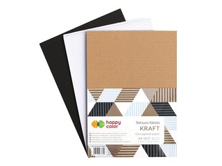 Corrugated coloured board Happy Color Kraft, A4, 3 kraft colours, 10 sheets