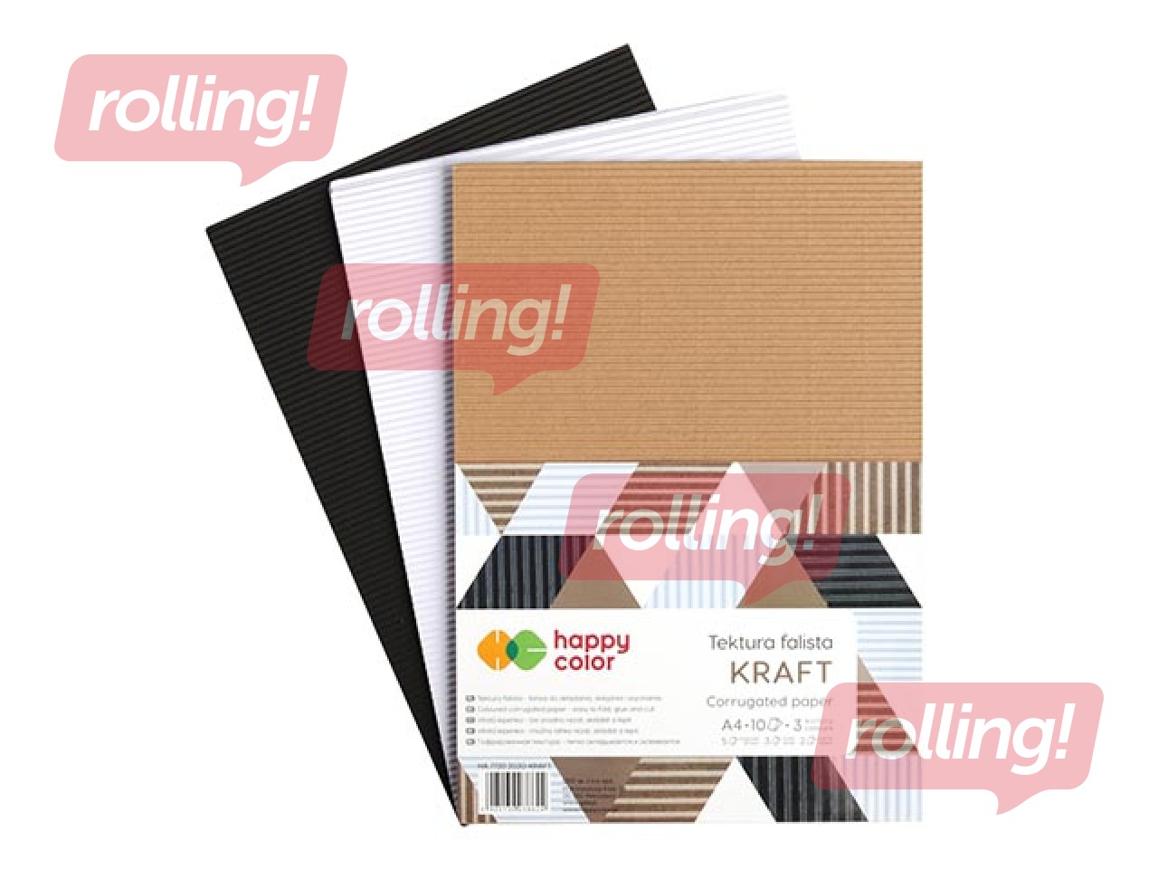 Гофрокартон Happy Color Kraft, A4, 3 kraft цвета, 10 листов