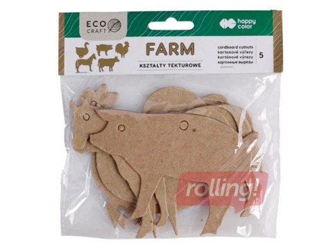 Cardboard shape set Happy Color, Farm, 10x6 cm, 5pcs.