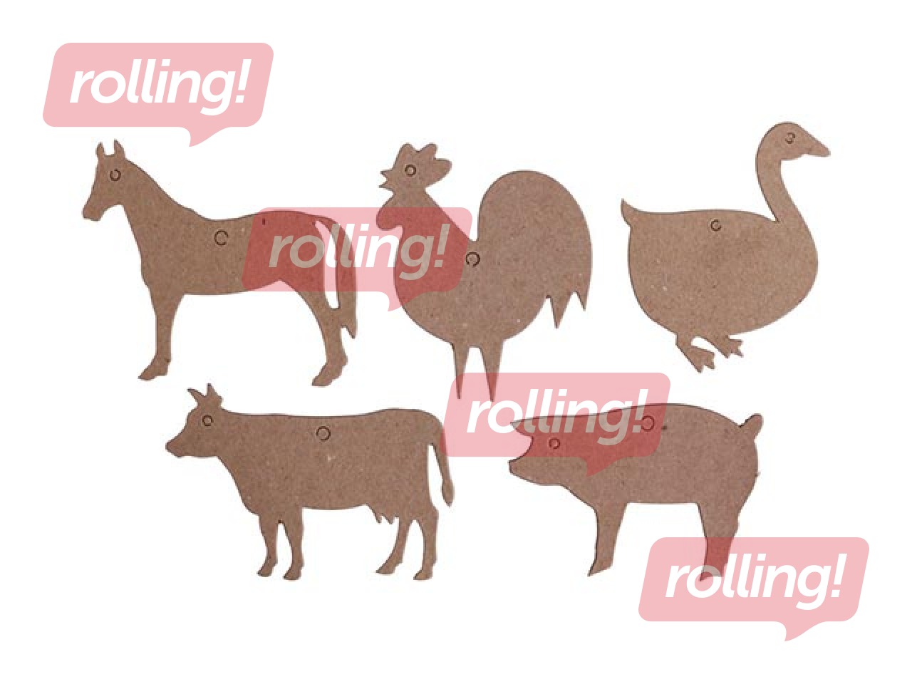 Cardboard shape set Happy Color, Farm, 10x6 cm, 5pcs.