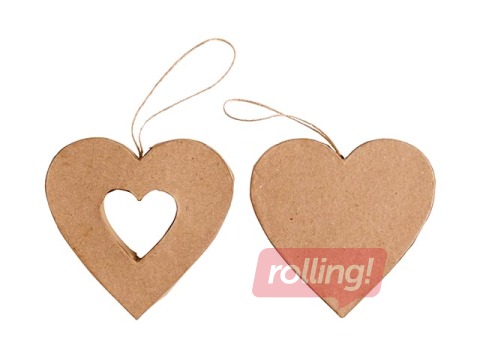 Cardboard decoration Happy Color, Hearts, 10x10x2.5cm, 2 pcs.