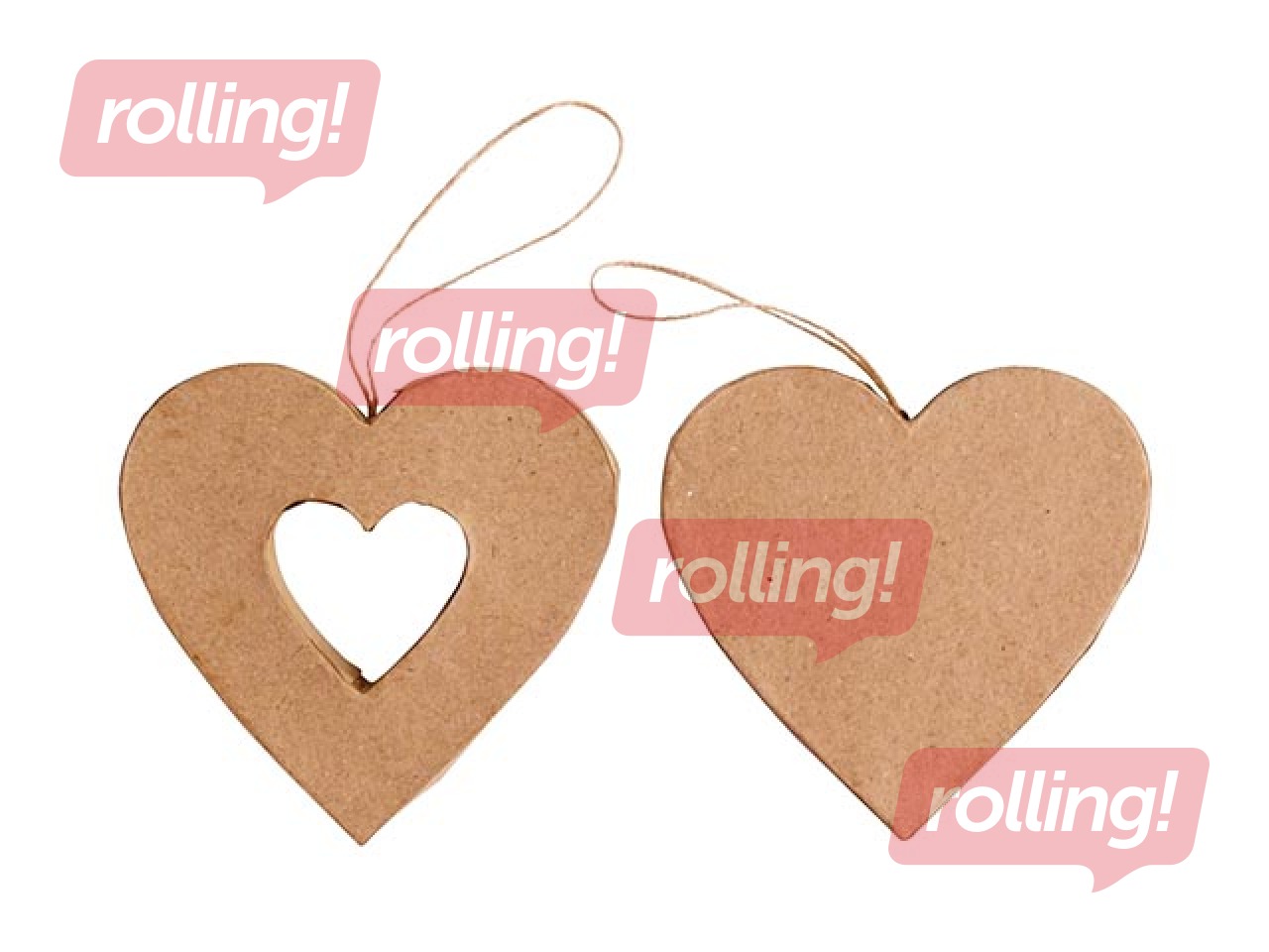 Cardboard decoration Happy Color, Hearts, 10x10x2.5cm, 2 pcs.