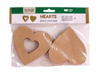 Cardboard decoration Happy Color, Hearts, 10x10x2.5cm, 2 pcs.
