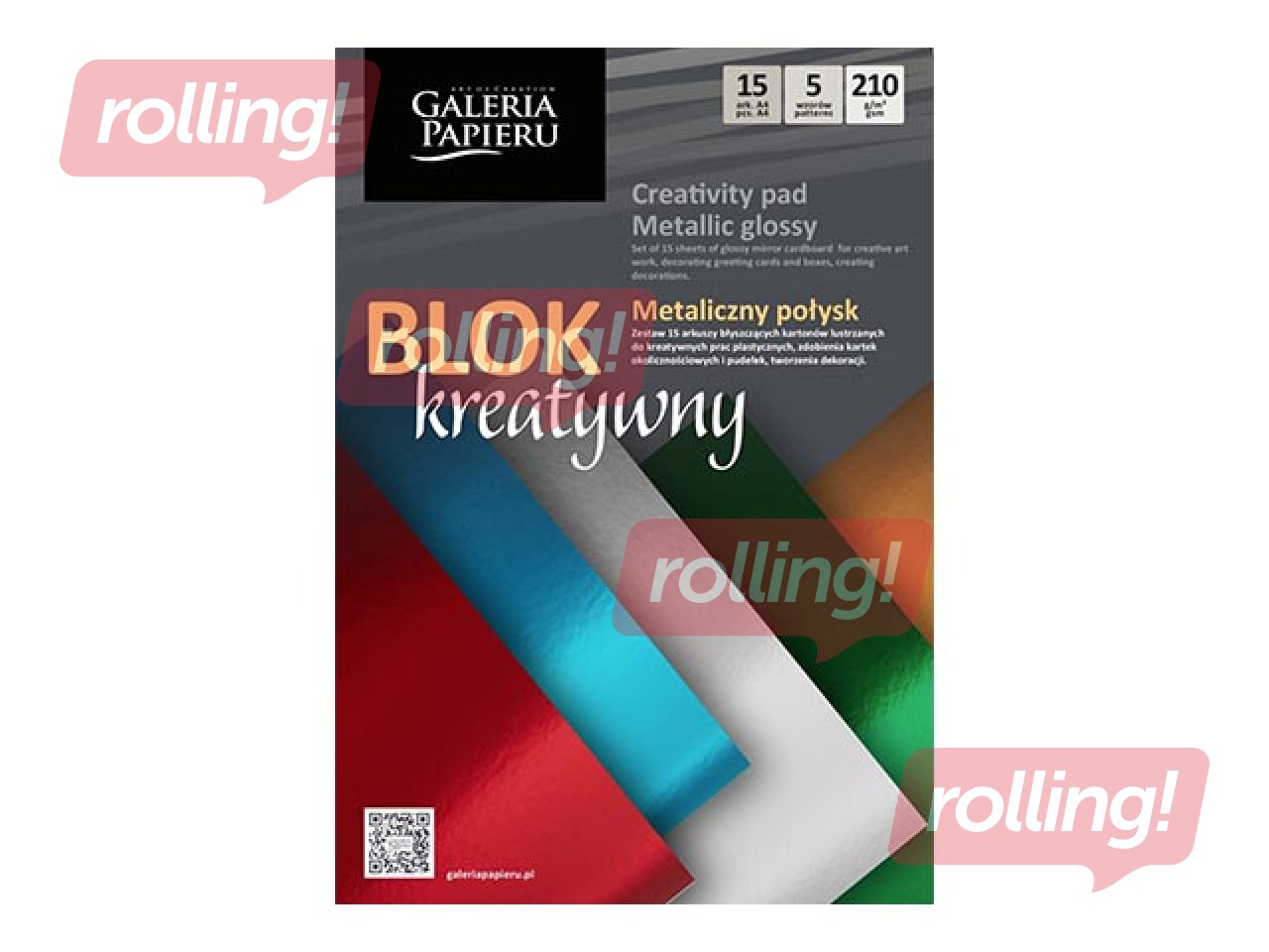 Dekoratiivne metallik läikiv papp, A4, segavärvid, 15 lehte