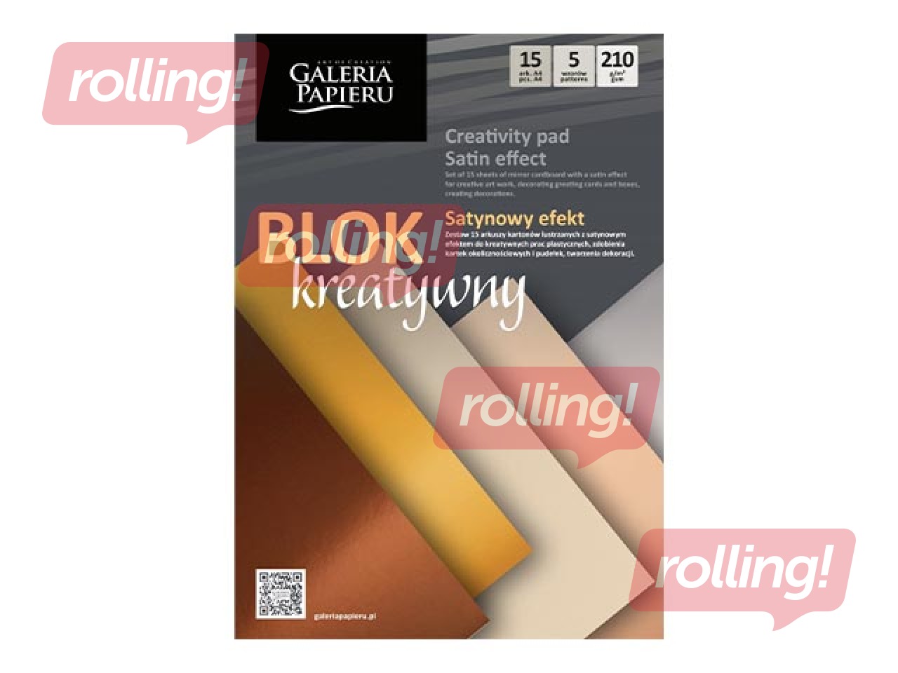 Satiinefektiga dekoratiivne läikiv papp, A4, segavärvid, 15 lehte
