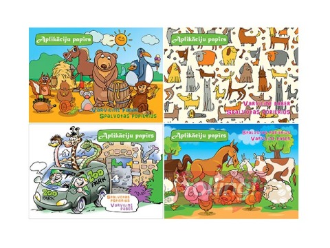 Värvipaber, kahepoolne, A4, kileümbrises, 8 lehte