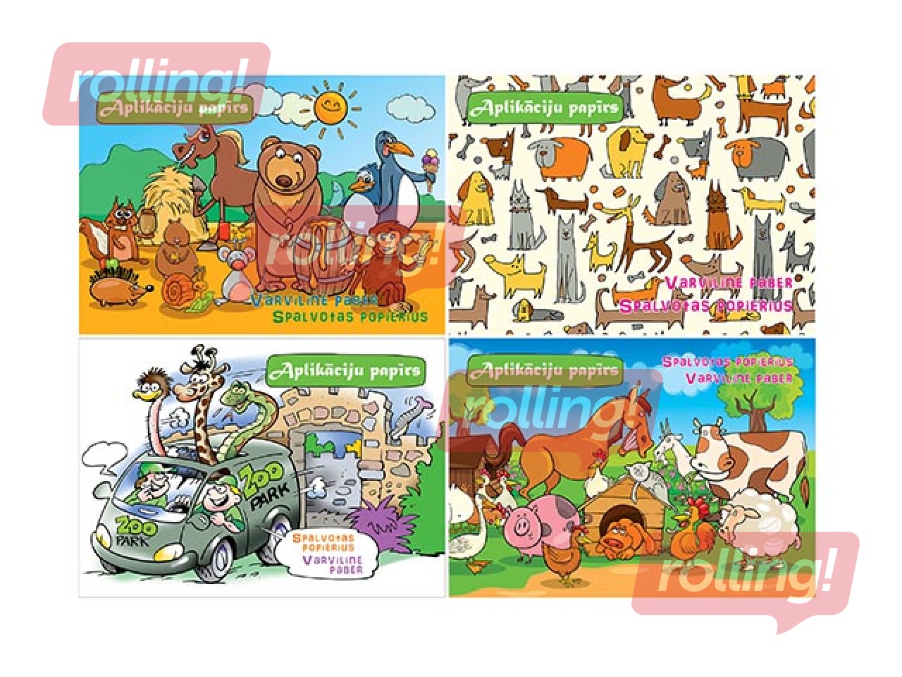 Värvipaber, kahepoolne, A4, kileümbrises, 8 lehte