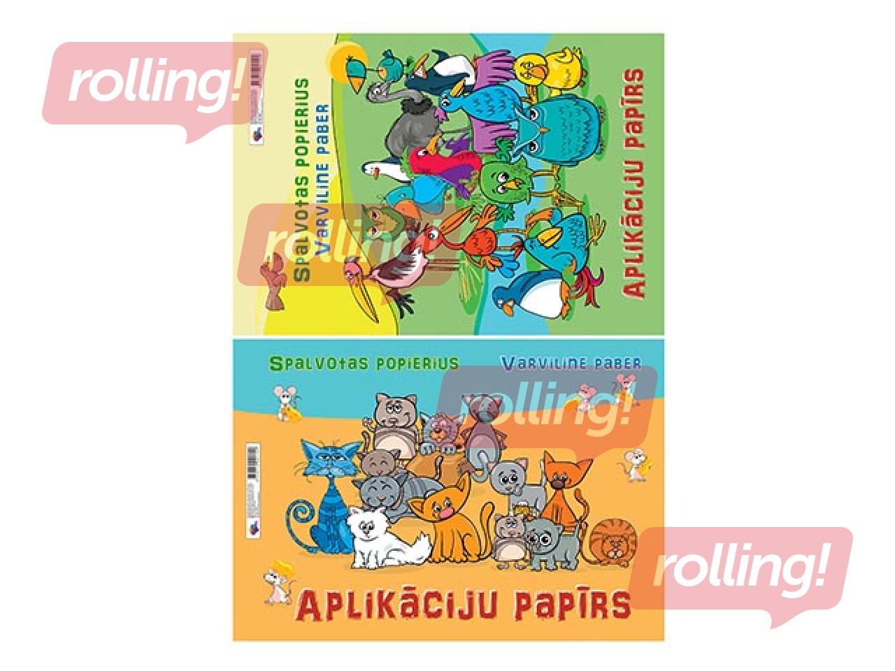 Paber, kahepoolne värviline, A3, kileümbrises, 8 lehte