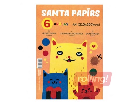 Sametpaber, A4, 6 värvi