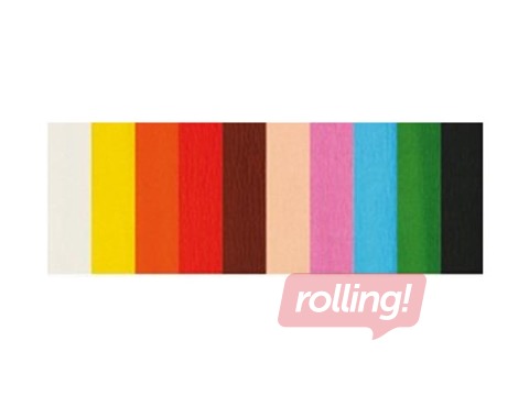 Crepe paper, 0.5x2m, assorted, 10 rolls