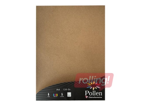 Цветная бумага Pollen, Craft, A4, коричневая, 120г/м², 50 листов