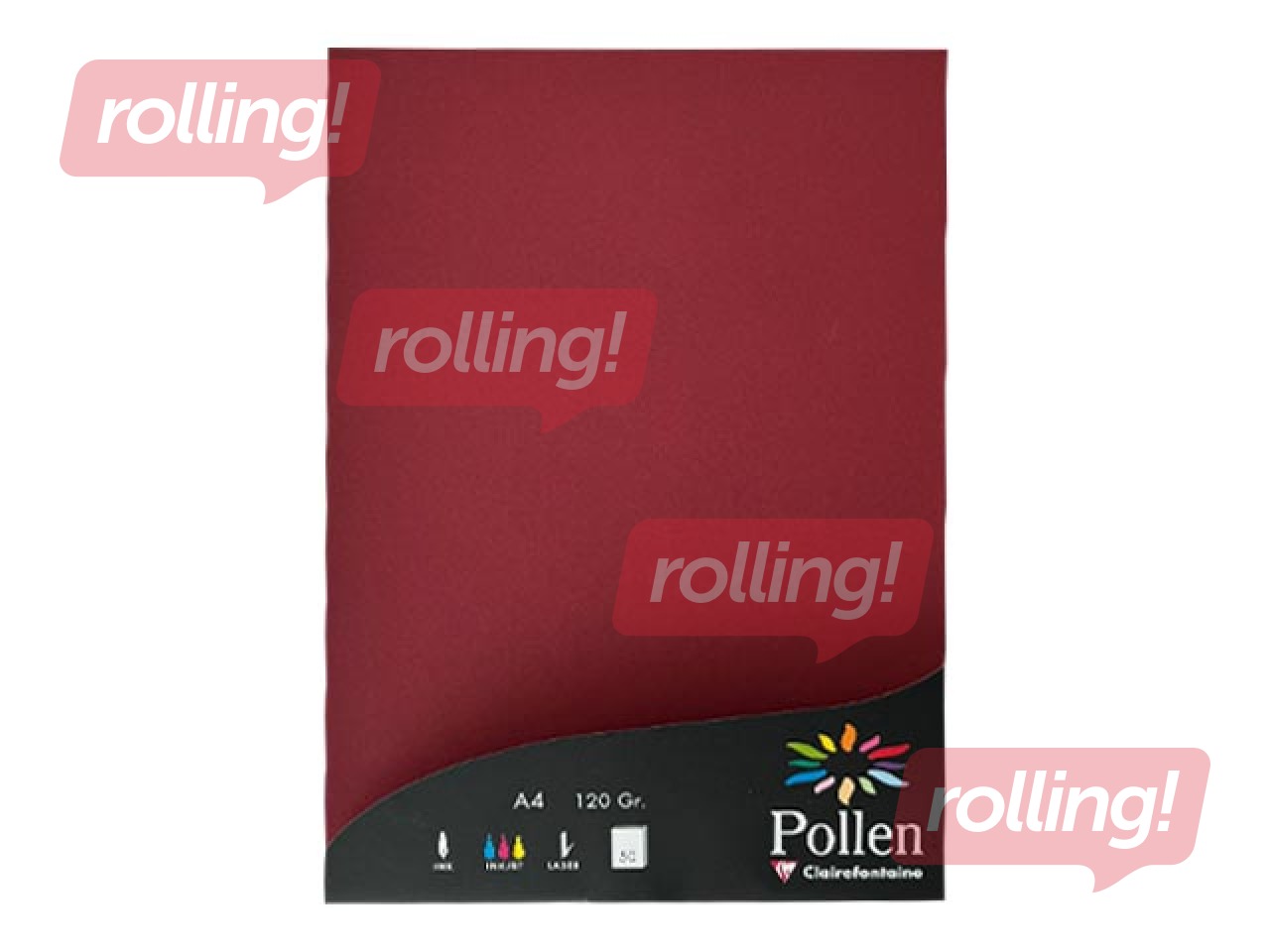 Krāsains papīrs Pollen, A4, 120g/m², bordo, 50 loksnes