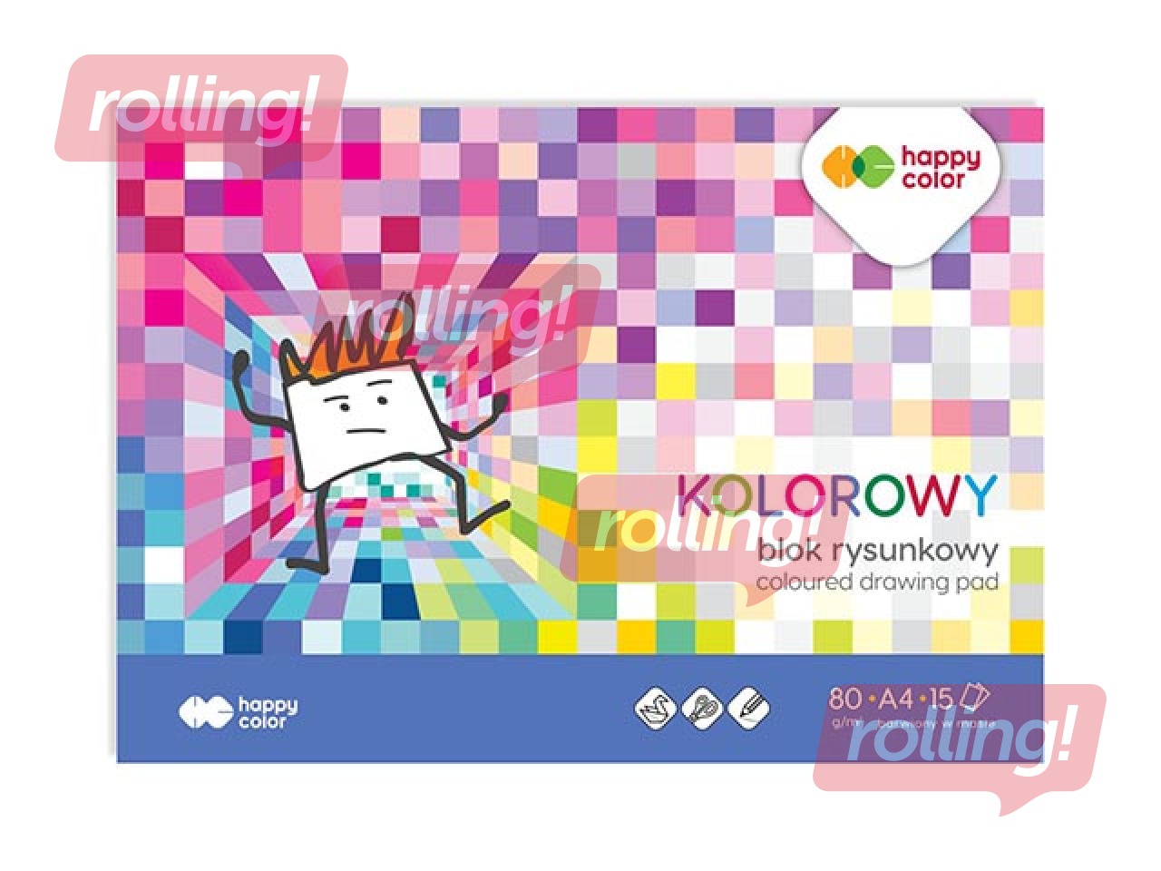 Applikatsioonipaber Happy Color, A4, kahepoolne, erinevad värvid, 15 lehte