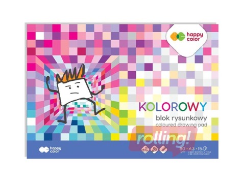 Аппликационная бумага Happy Color, A3, двусторонняя, разных цветов, 15 листов