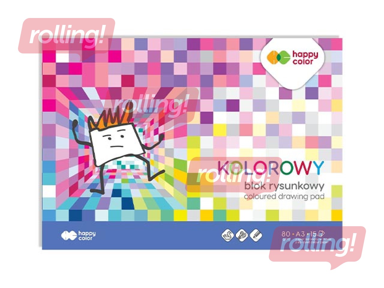 Аппликационная бумага Happy Color, A3, двусторонняя, разных цветов, 15 листов