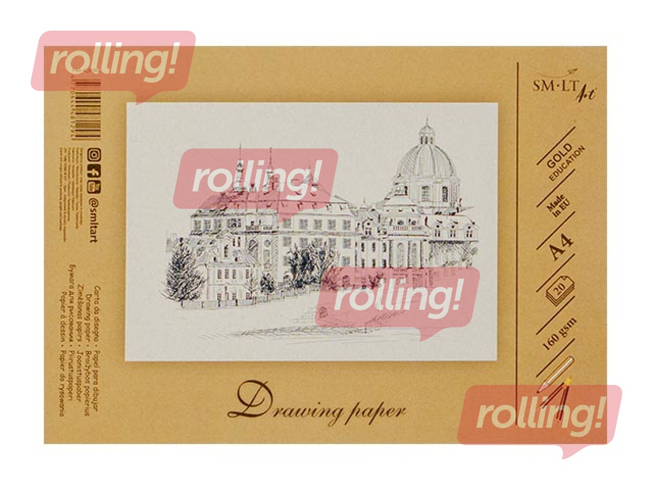 Drawing paper SM·LT, A4, 20 sheets, glued