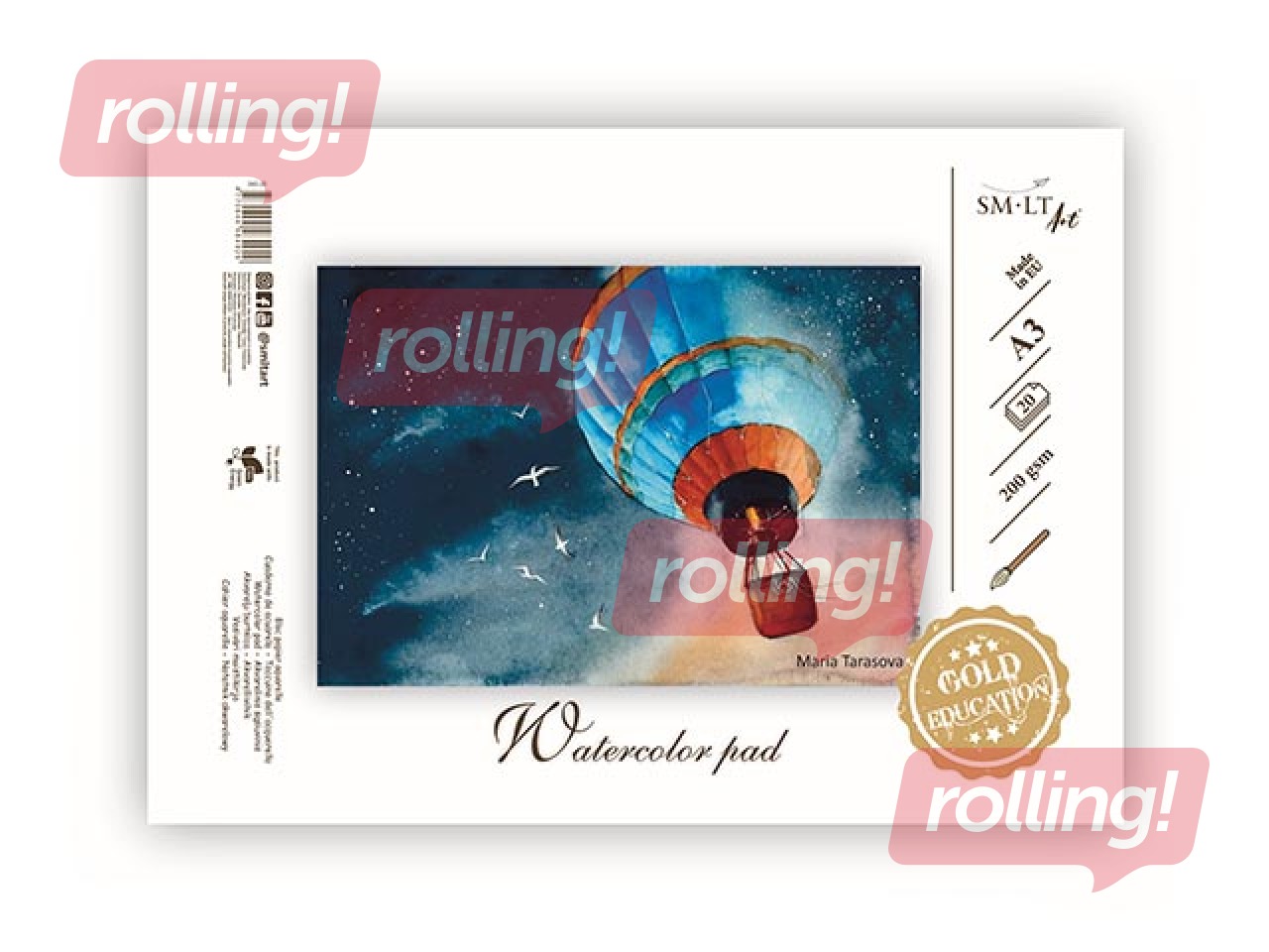 Акварельный альбом SM·LT, A3, 210г/м², 20 листов