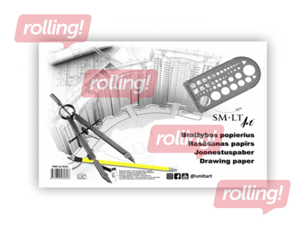 Rasēšanas papīrs SM·LT, salīmēts, A4, 10 loksnes, 150g/m²