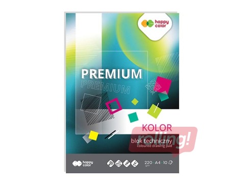 Karton Happy Color, A4, 220g/m², 10 värvilist lehte