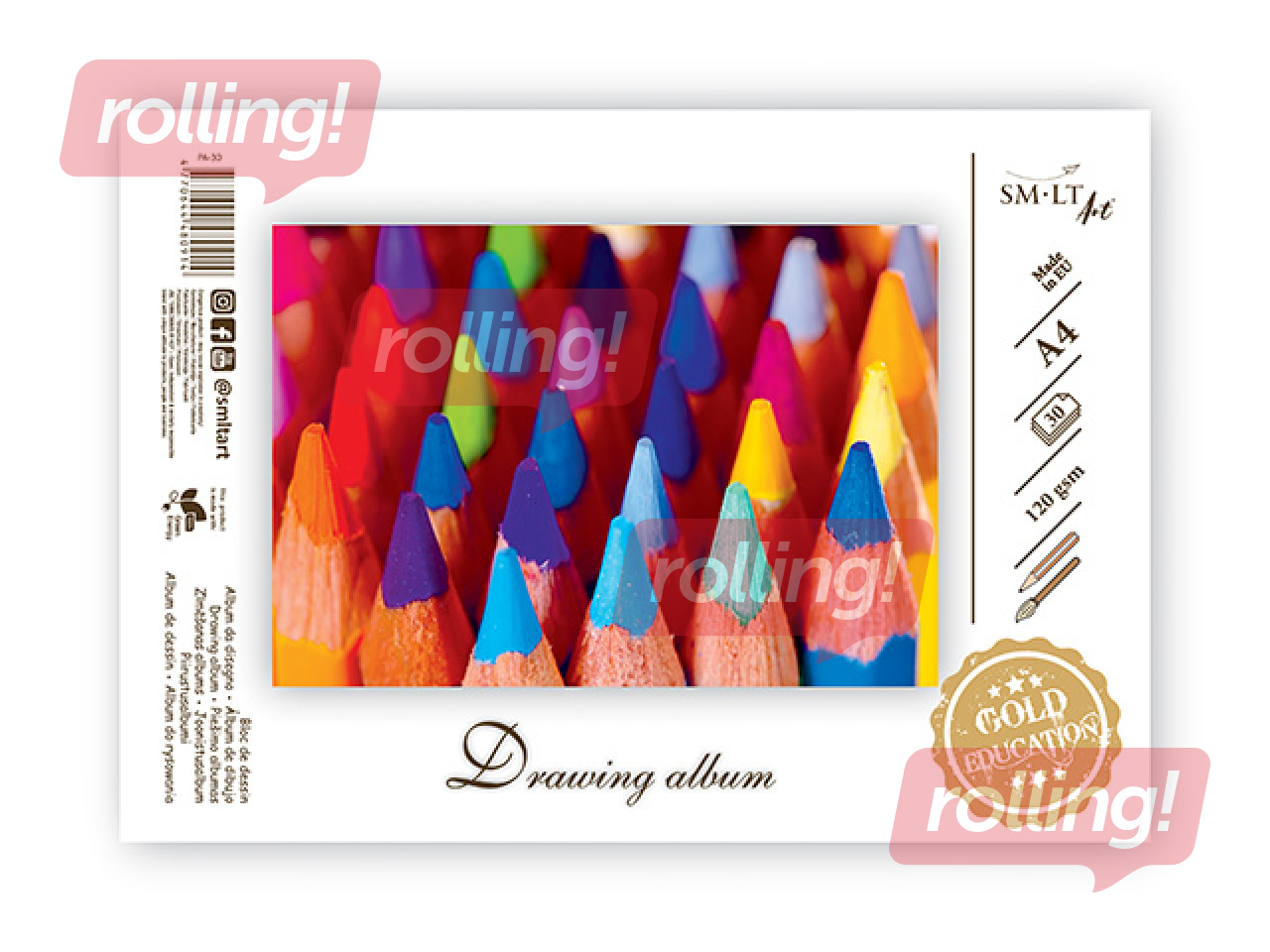 Zīmēšanas albums SM·LT, A4, 120 g/m2, 30 loksnes