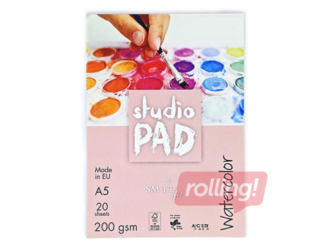 Akvarellipaberiplokk SM·LT Studio, A5, 200g/m², 20 lehte