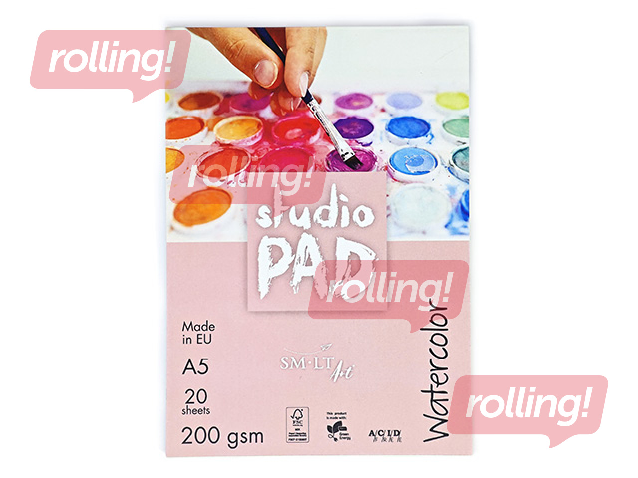 Akvarellipaberiplokk SM·LT Studio, A5, 200g/m², 20 lehte
