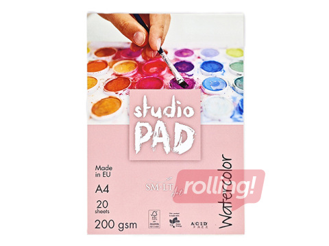 Akvarellipaberiplokk SM·LT Studio, A4, 200g/m², 20 lehte
